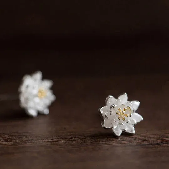 925 Sterling Silver Lotus Flower Balance Earrings - Spiritual & Stylish