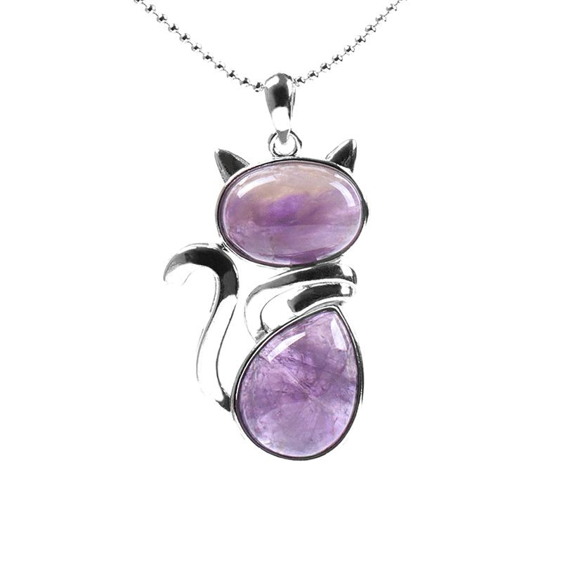 Adorable “Happy Cat” Natural Crystal Necklace - A Must - Have for Cat Lovers