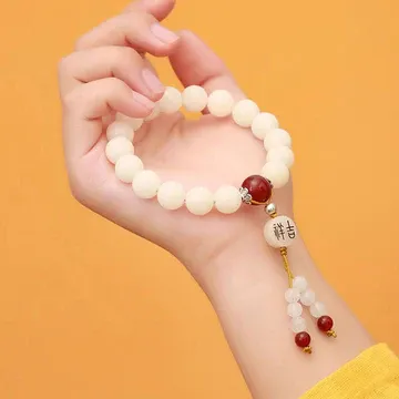 NatureQi - Bodhi Seed, Red Agate, Black Obsidian, Pink Crystal & Rutilated Quartz Mala Bracelet for Inner Peace and Spiritual Balance