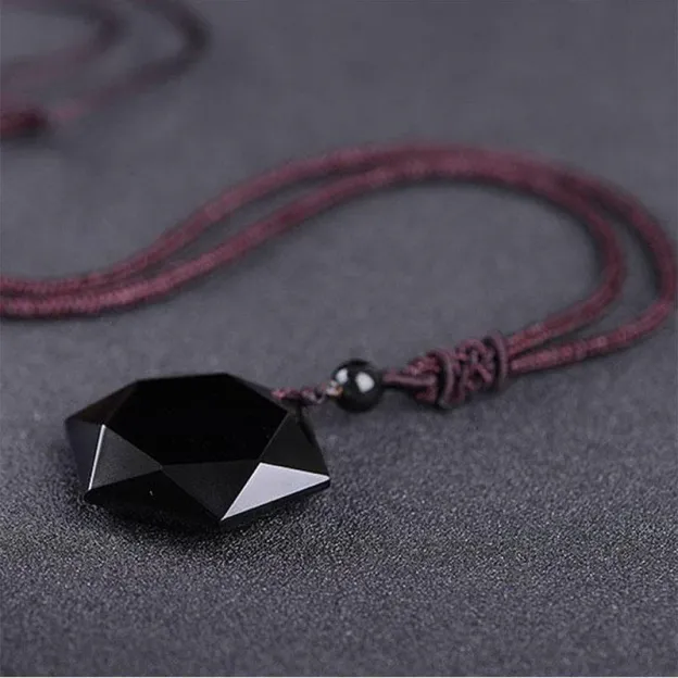 NatureQi Black Obsidian Talisman Necklace - Shield Against Negative Energies and Protect Your Well - being