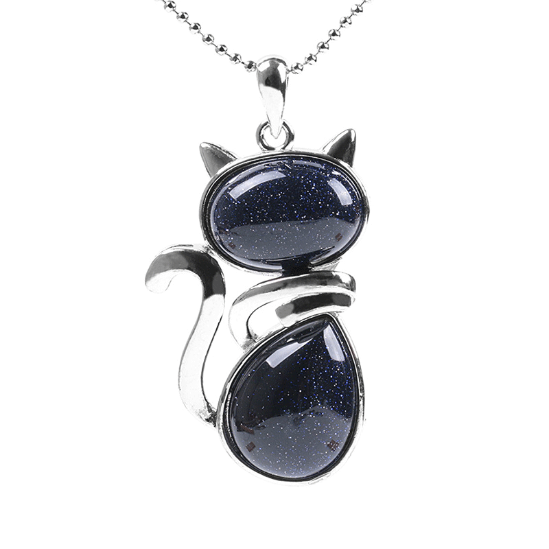 Adorable “Happy Cat” Natural Crystal Necklace - A Must - Have for Cat Lovers