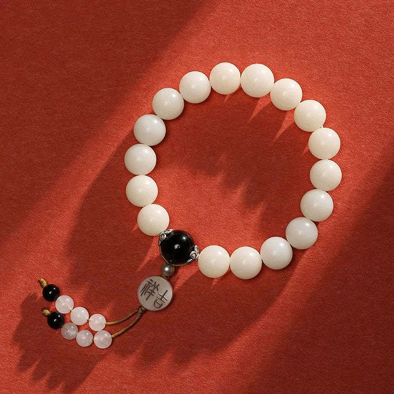 NatureQi - Bodhi Seed, Red Agate, Black Obsidian, Pink Crystal & Rutil