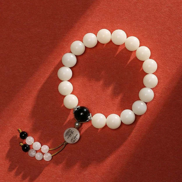 NatureQi - Bodhi Seed, Red Agate, Black Obsidian, Pink Crystal & Rutil
