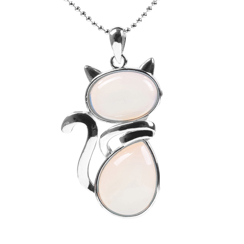 Adorable “Happy Cat” Natural Crystal Necklace - A Must - Have for Cat Lovers