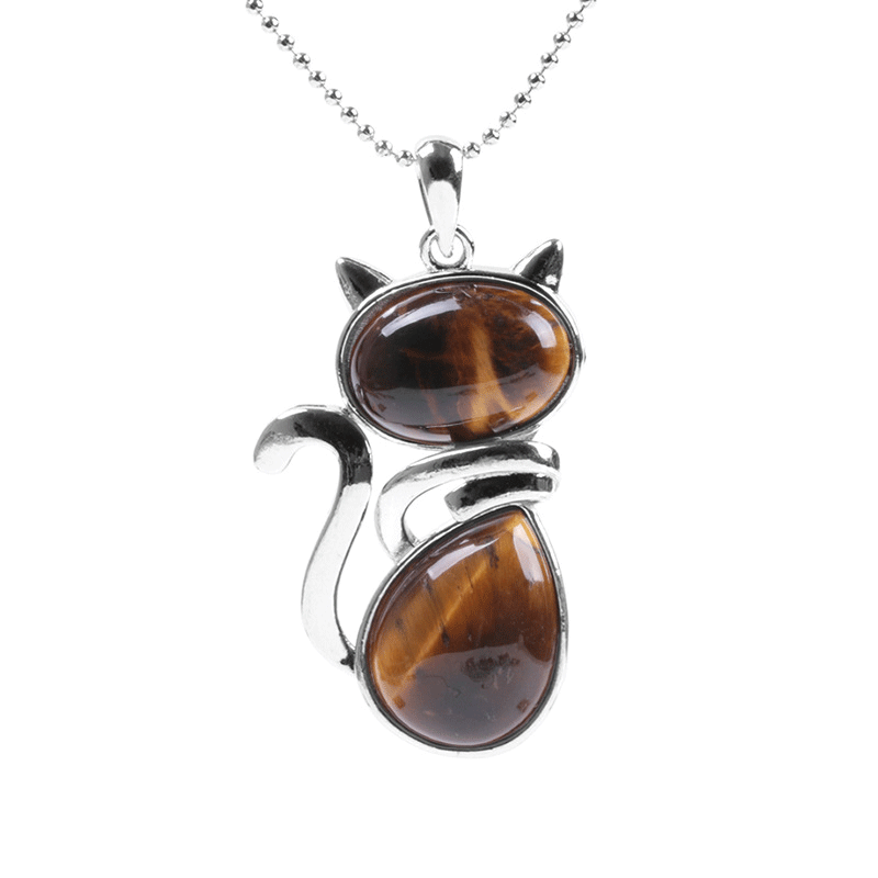 Adorable “Happy Cat” Natural Crystal Necklace - A Must - Have for Cat Lovers