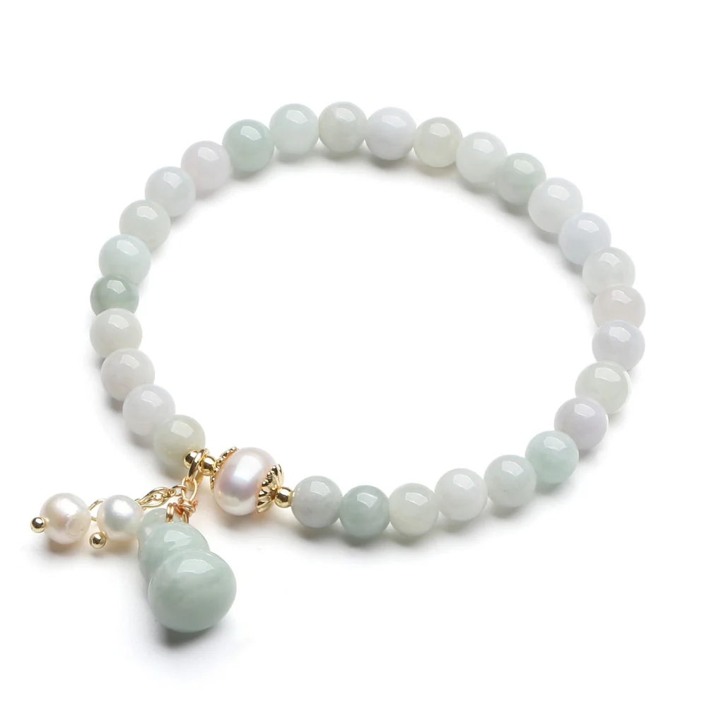 NatureQi Light Green Jade Wu Lou Amulet Bracelet - Embrace Luck and Well - being