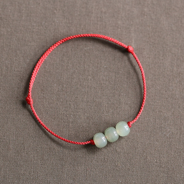 NatureQi Lucky Triple - Jade Woven String Bracelet - A Symbol of Good