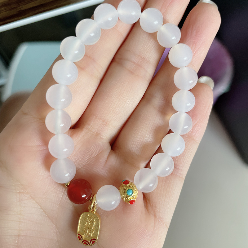 NatureQi Feng Shui Gemstone Bracelets: Red/White/Green Agate and Obsidian, Unlock the Door to Prosperity and Luck