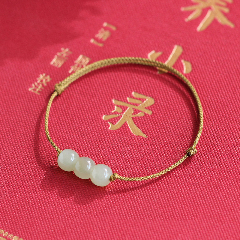 NatureQi Lucky Triple - Jade Woven String Bracelet - A Symbol of Good Fortune