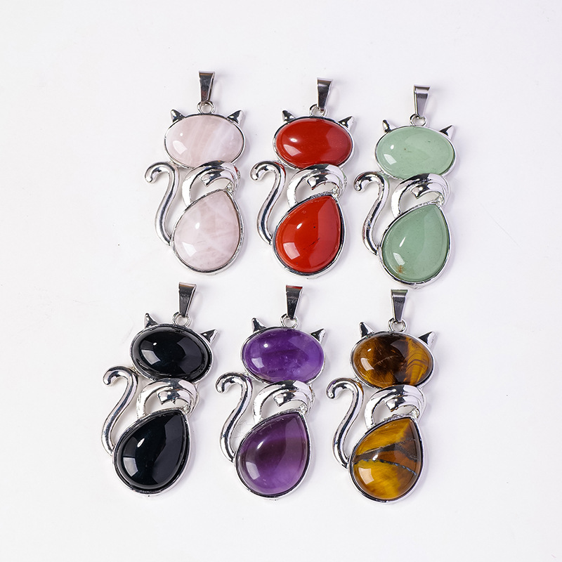 Adorable “Happy Cat” Natural Crystal Necklace - A Must - Have for Cat Lovers