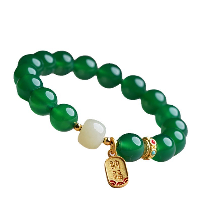 NatureQi Feng Shui Gemstone Bracelets: Red/White/Green Agate and Obsidian, Unlock the Door to Prosperity and Luck
