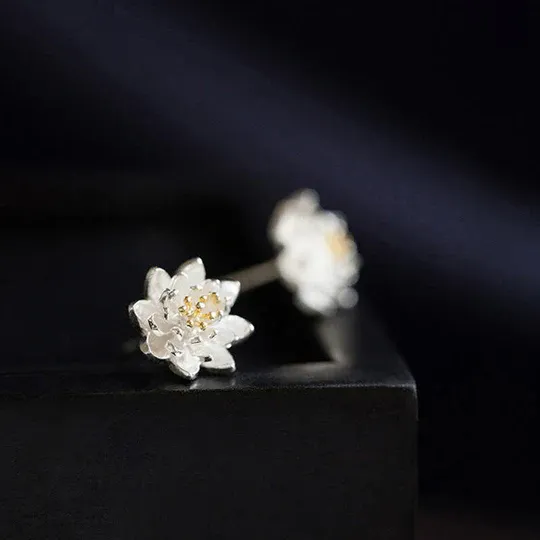 925 Sterling Silver Lotus Flower Balance Earrings - Spiritual & Stylish