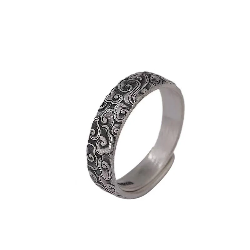 NatureQi Vintage Auspicious Clouds Pattern Good Luck Ring: Inherit Auspiciousness and Open the Door to Luck