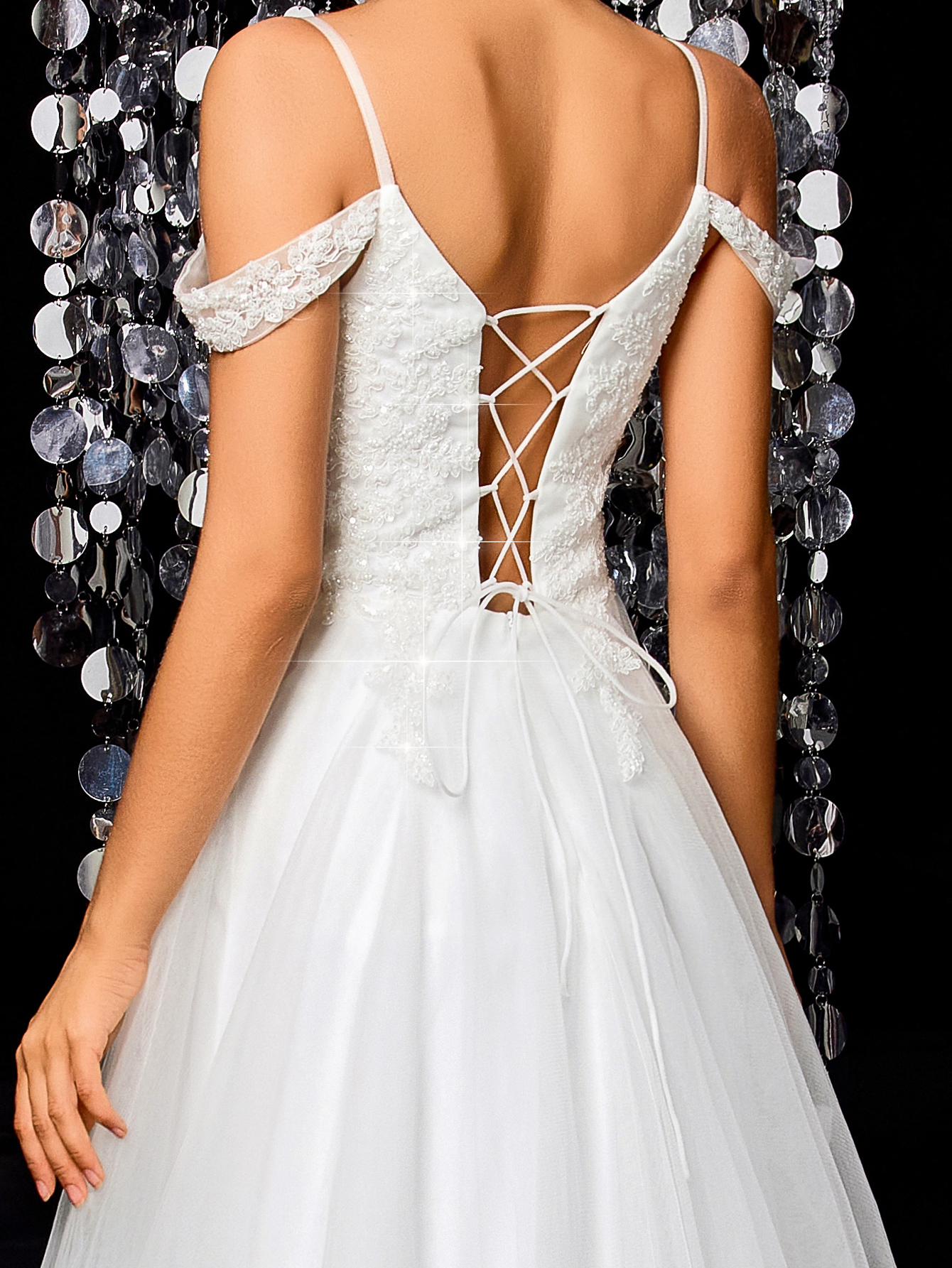 Modecrush Beaded Women Wedding Dress , White Off-the-shoulder Elegant Bridal Dress, for Wedding, Dinner