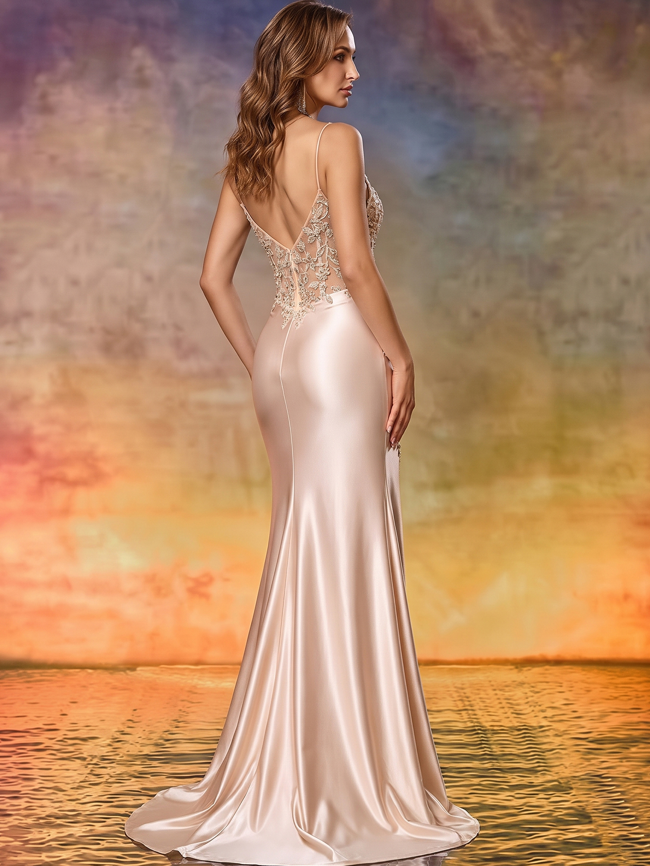 Leely Spaghetti Straps Sleeveless Evening Gown