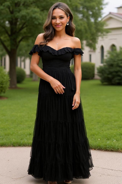 Modecrush Green Satin Strapless Tiered A-Line Dress with Pleats and Co