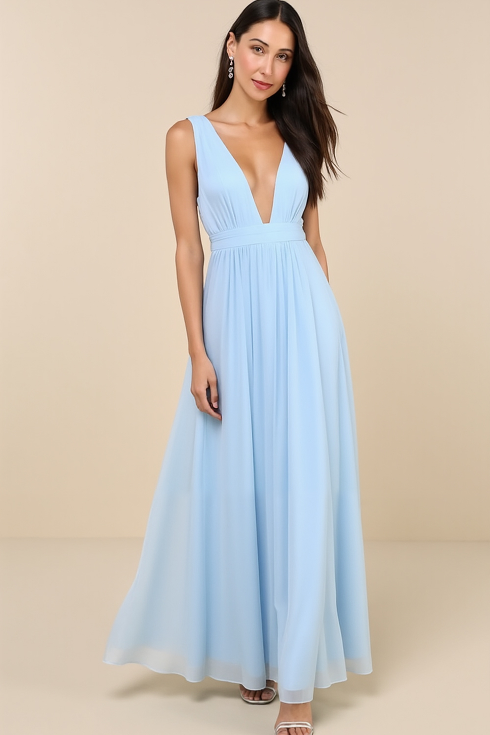 [Copy]Modecrush Purple Taro Tiered Chiffon Wedding Guest Vacation Dress