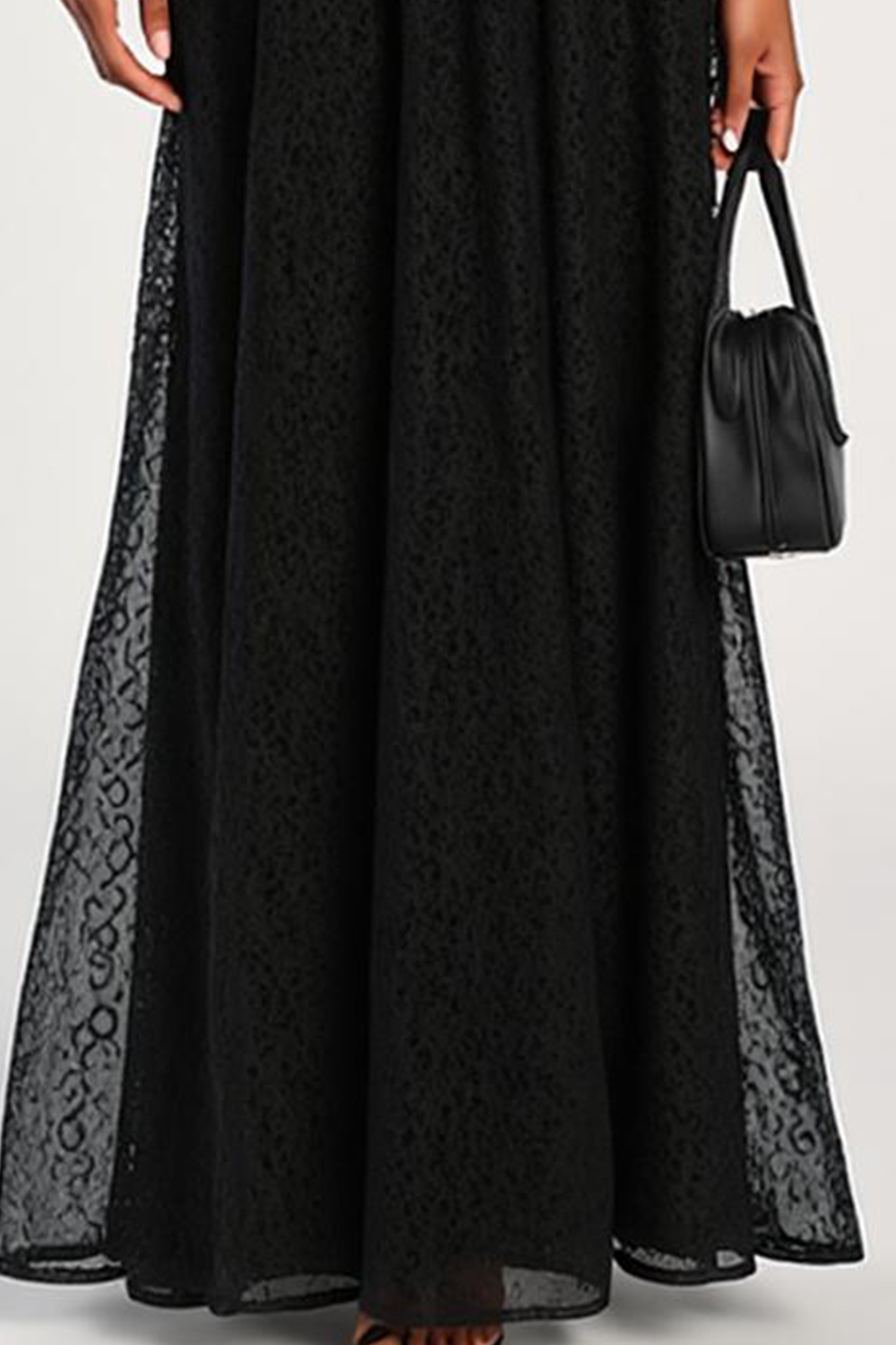 Modecrush Black Tacquard Fitted Cowl Neck Sheath Formal Dress with Sash