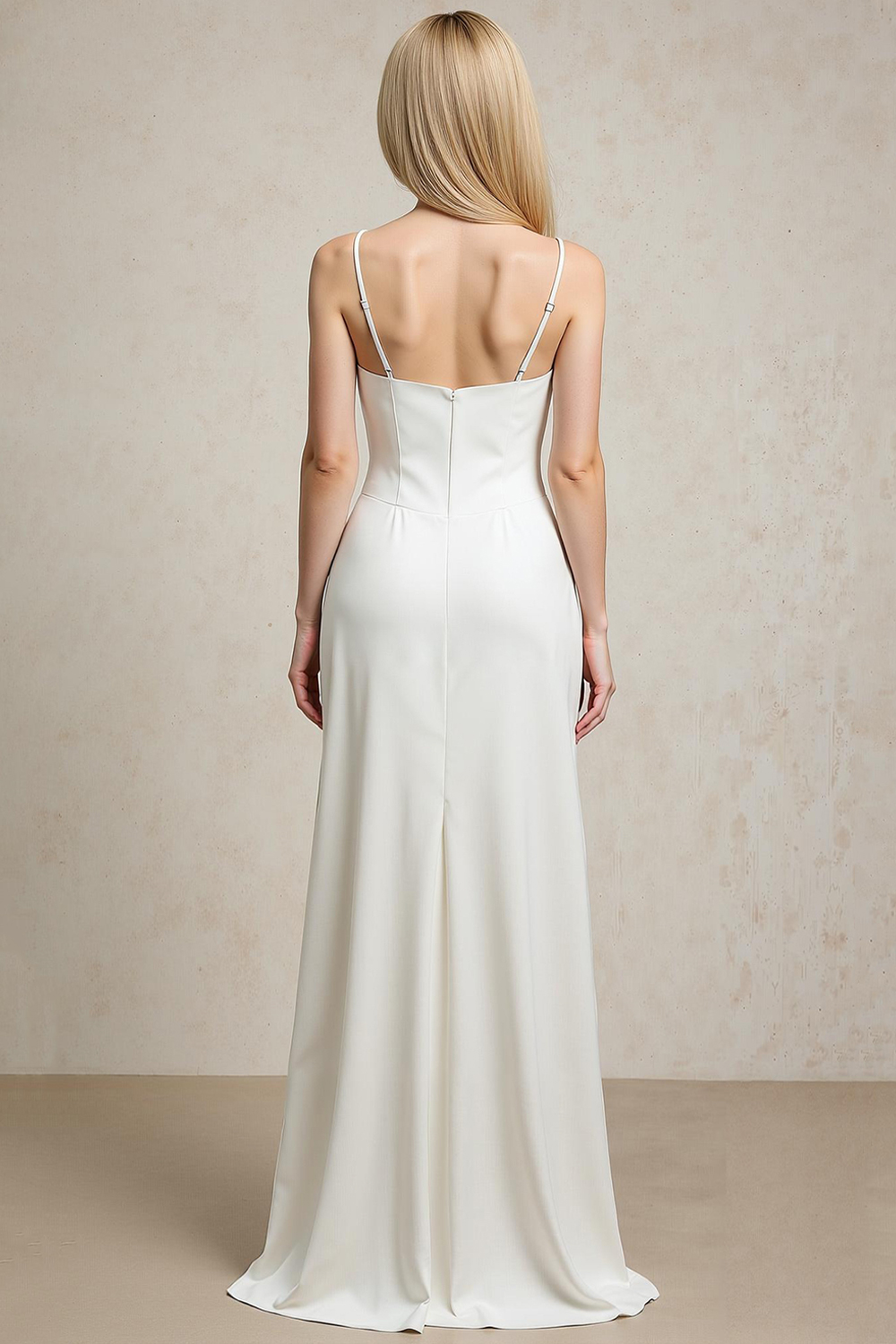 Modecrush White Chiffon V-Neck A-Line Dress with Floral Embellishment 