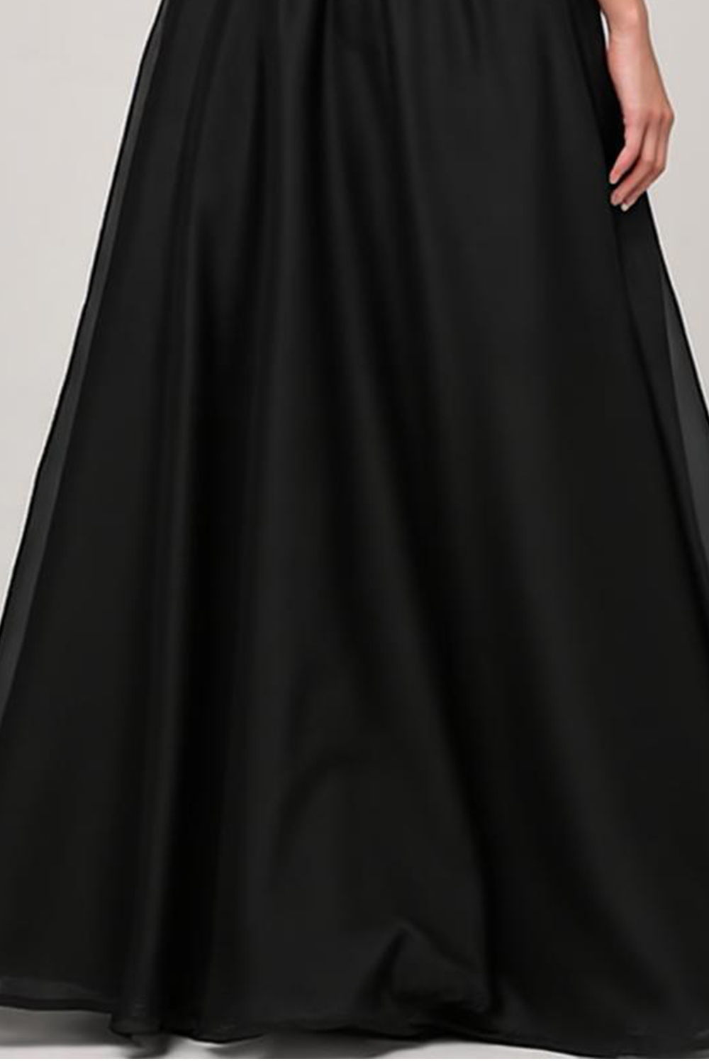 Modecrush Black Rhinestone Embellished Satin A-Line Long Formal Dress