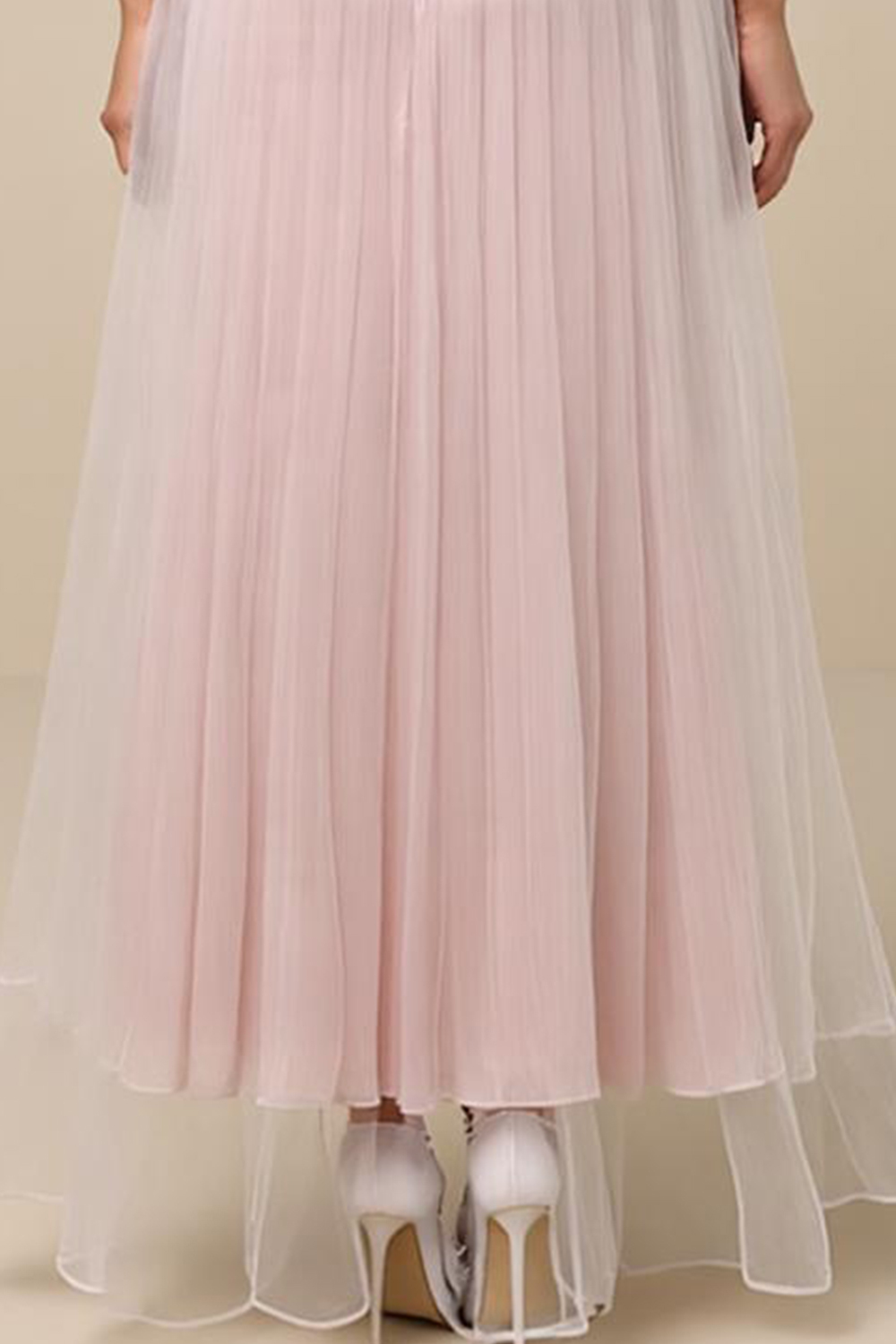 Modecrush Light Pink Pleated Sweetheart Neckline A-Line Long Formal Dress