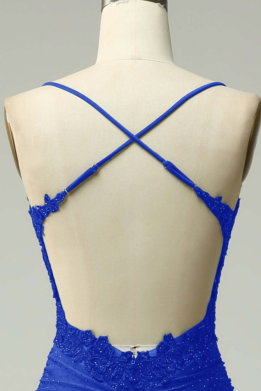 Modecrush Dark Green Mermaid Spaghetti Straps Long Prom Dress with Appliques Beading