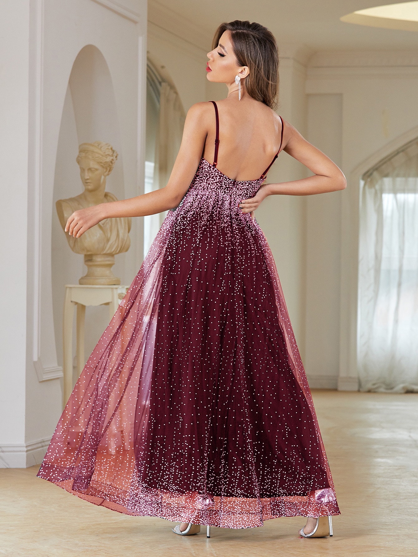 Leely Elegant Spaghetti Straps Sleeveless A-line Party Dress
