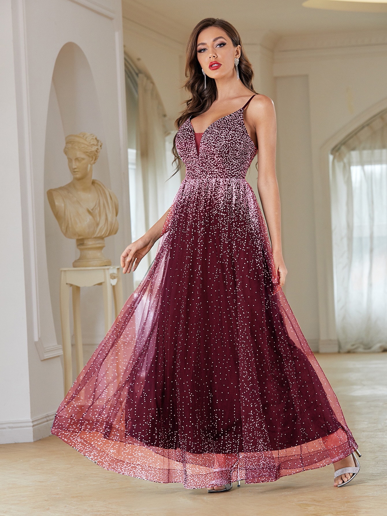 Leely Women's Elegant Sweetheart Cloak Sleeve Lace A-Line Dress