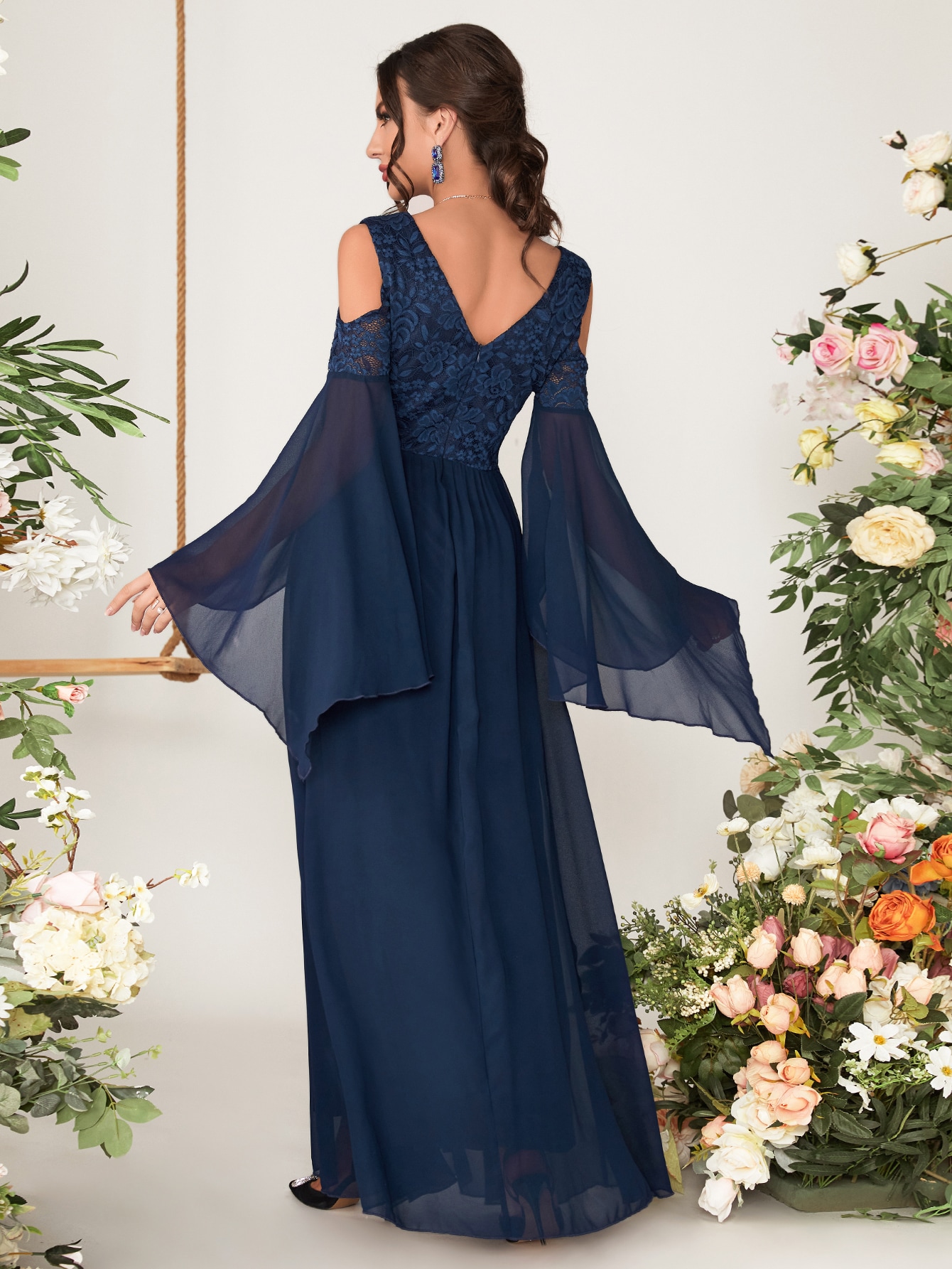 Leely Elegant V Neck Flare Sleeve A-line Party Dress