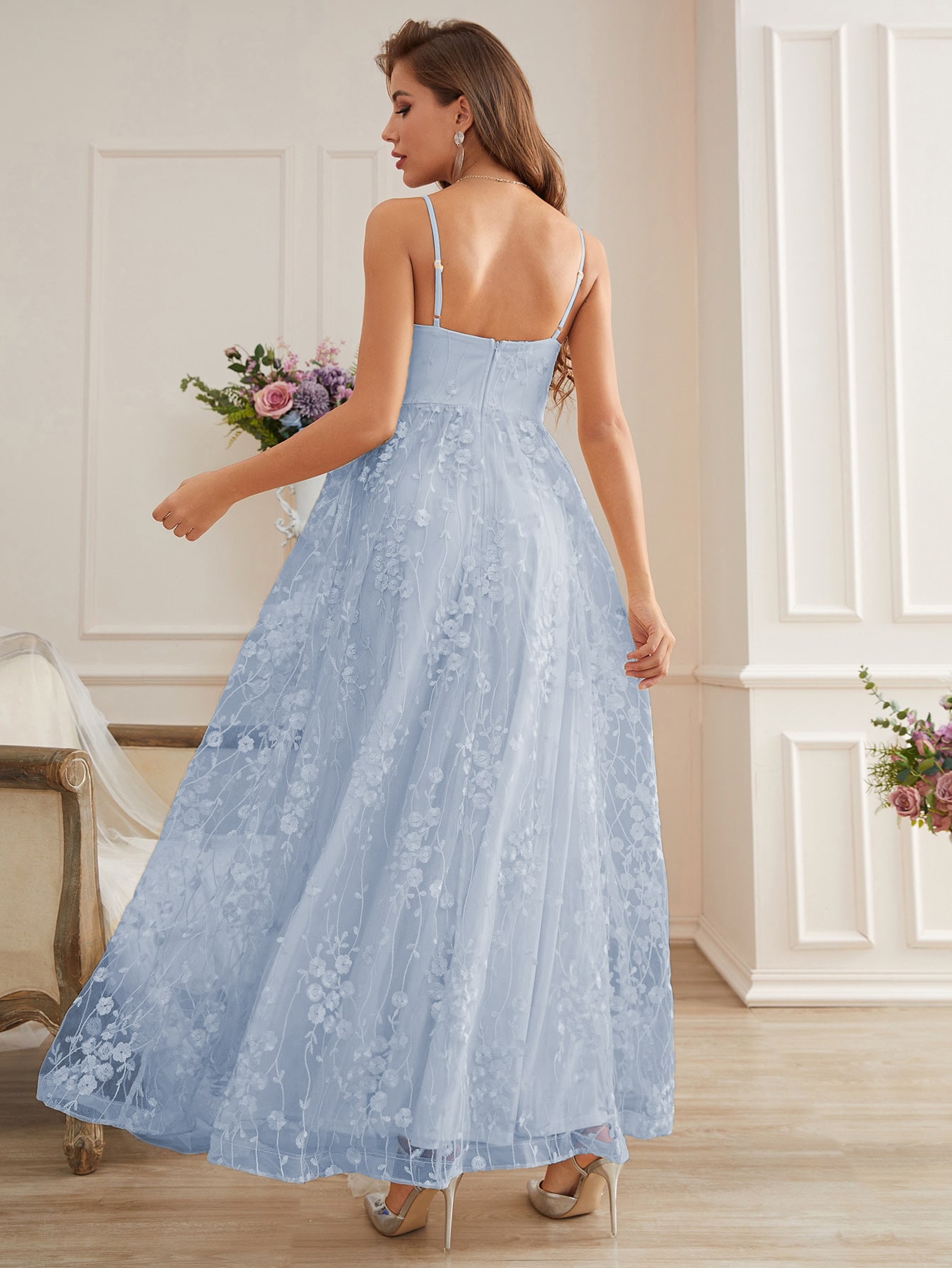 Leely Elegant Spaghetti Straps Sleeveless A-line Party Dress