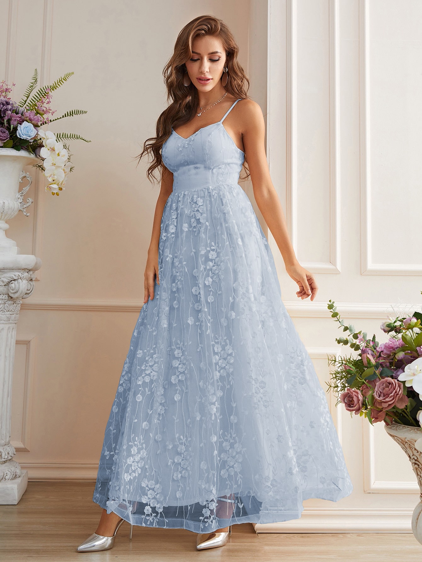 Leely Elegant Spaghetti Straps Sleeveless A-line Party Dress