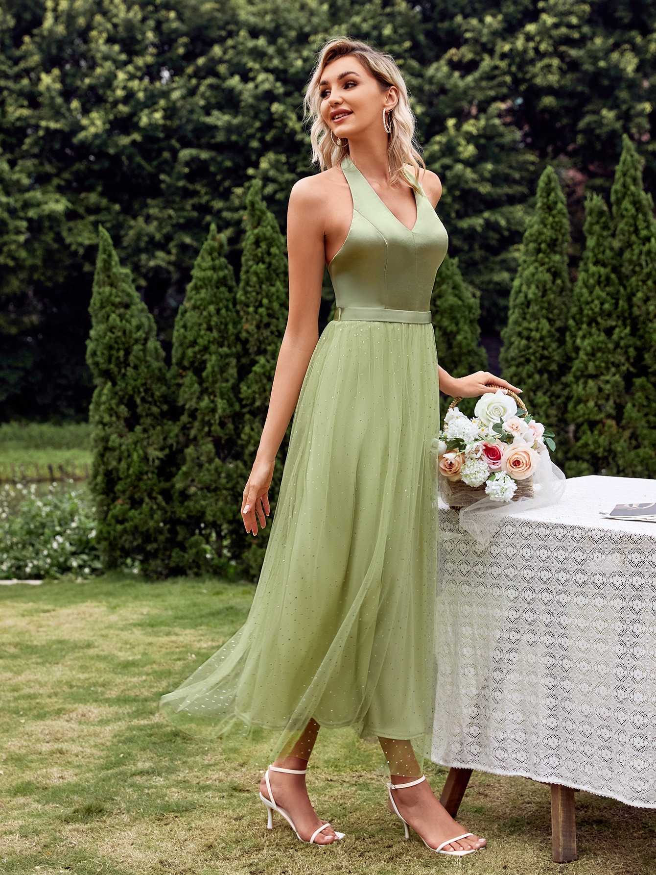 Leely Elegant Halter Sleeveless A-line Party Dress