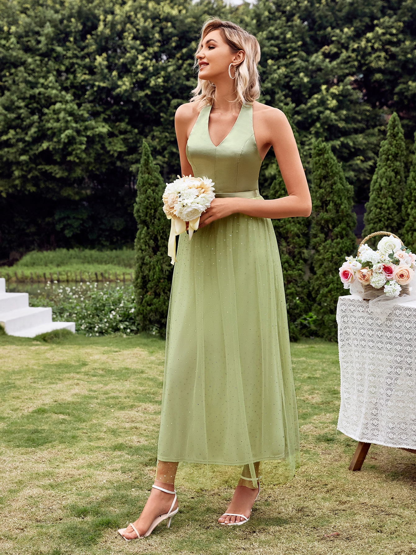 Leely Elegant Halter Sleeveless A-line Party Dress