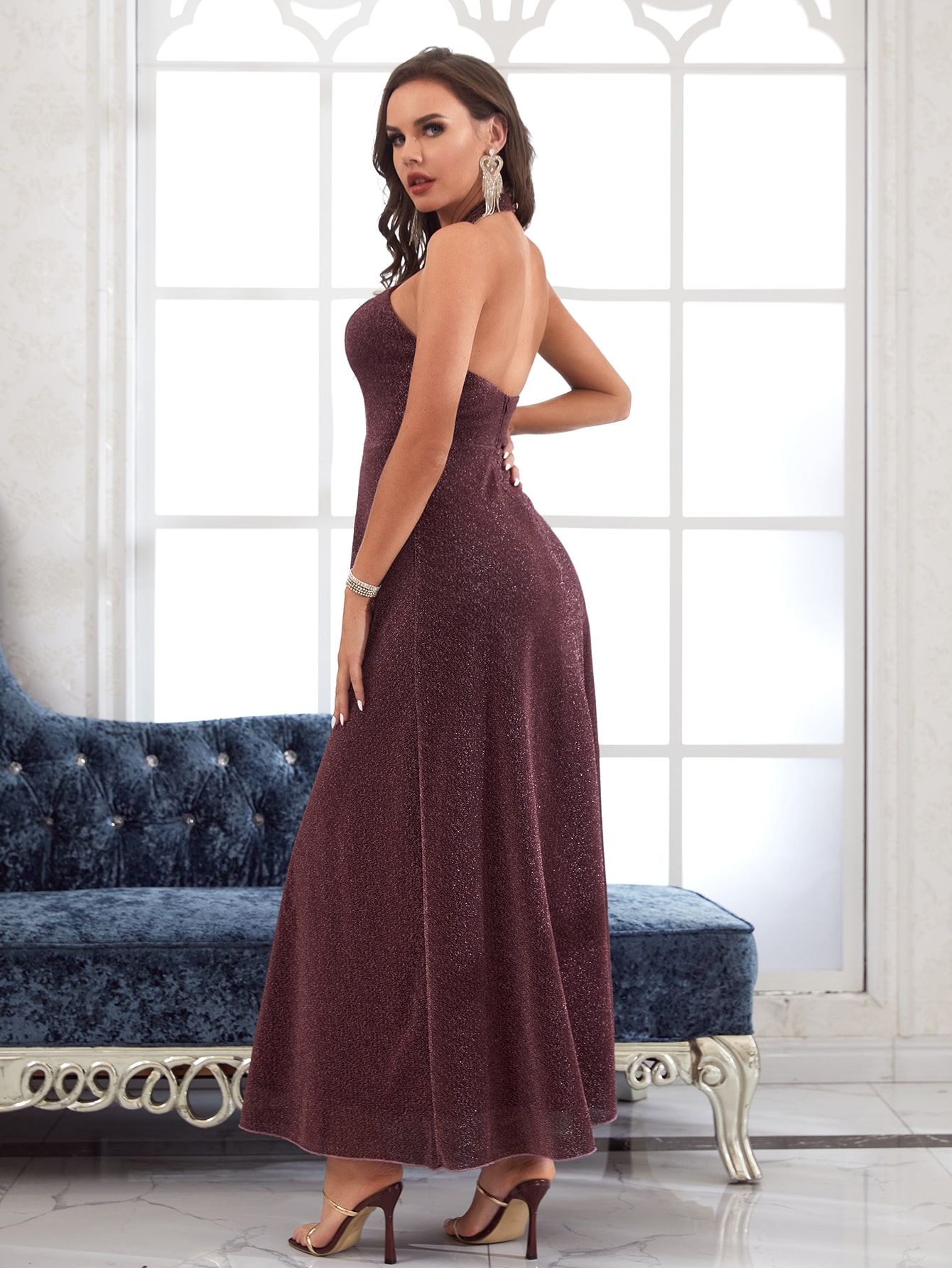 Leely Elegant Halter Sleeveless A-line Party Dress
