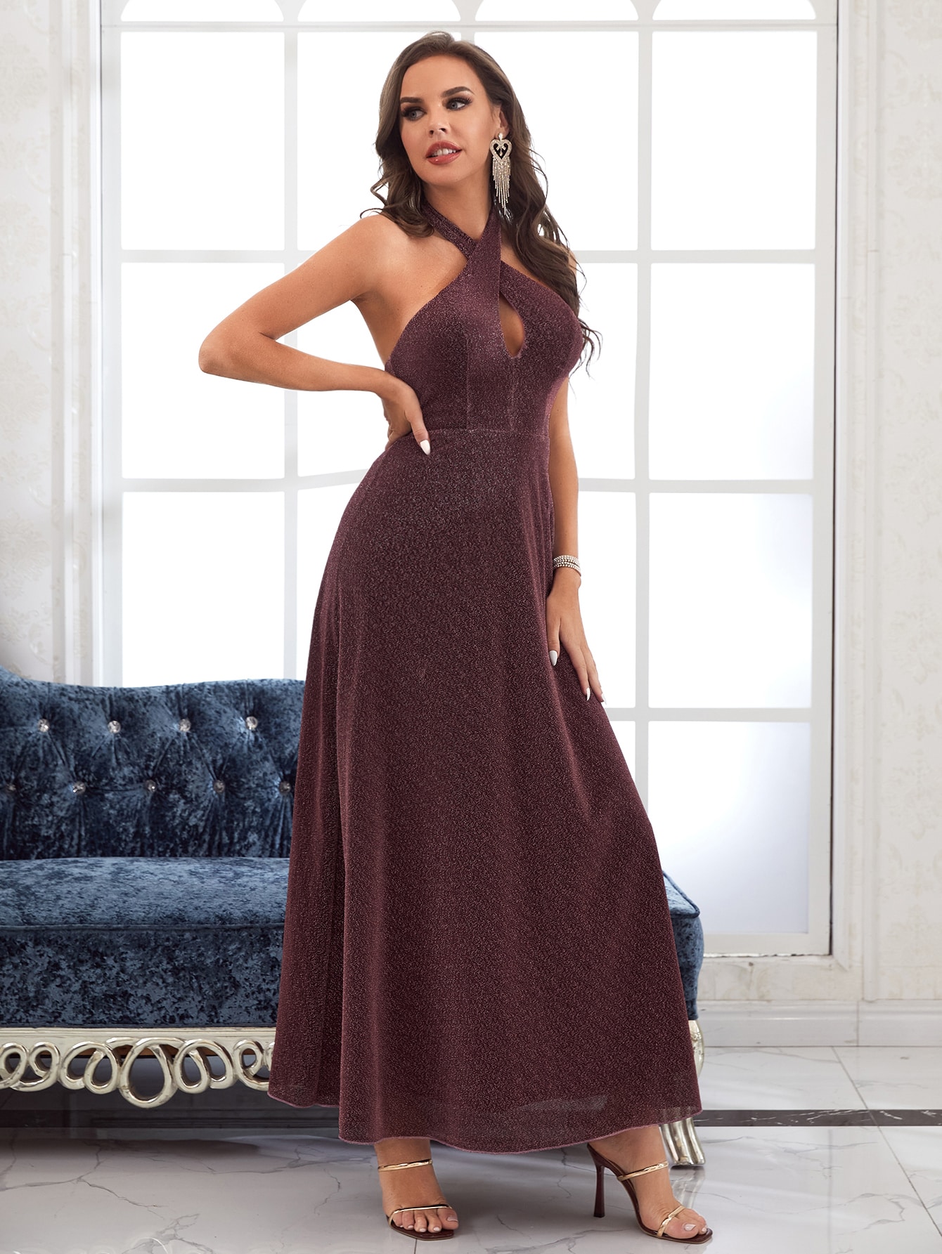 Leely Elegant Halter Sleeveless A-line Party Dress