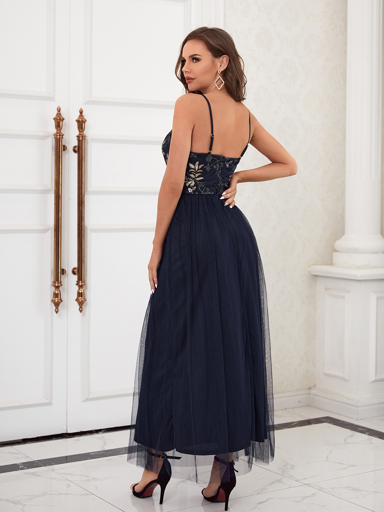 Leely Elegant Spaghetti Straps Sleeveless A-line Party Dress