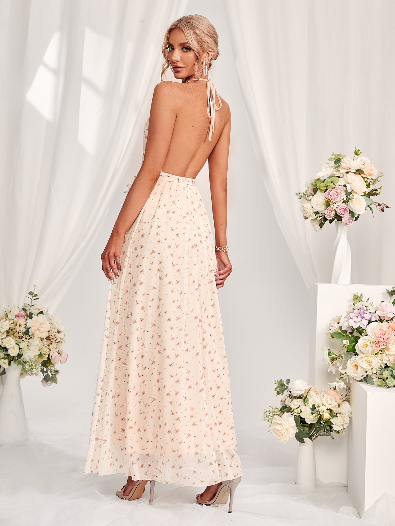 Leely Elegant Halter Sleeveless A-line Party Dress