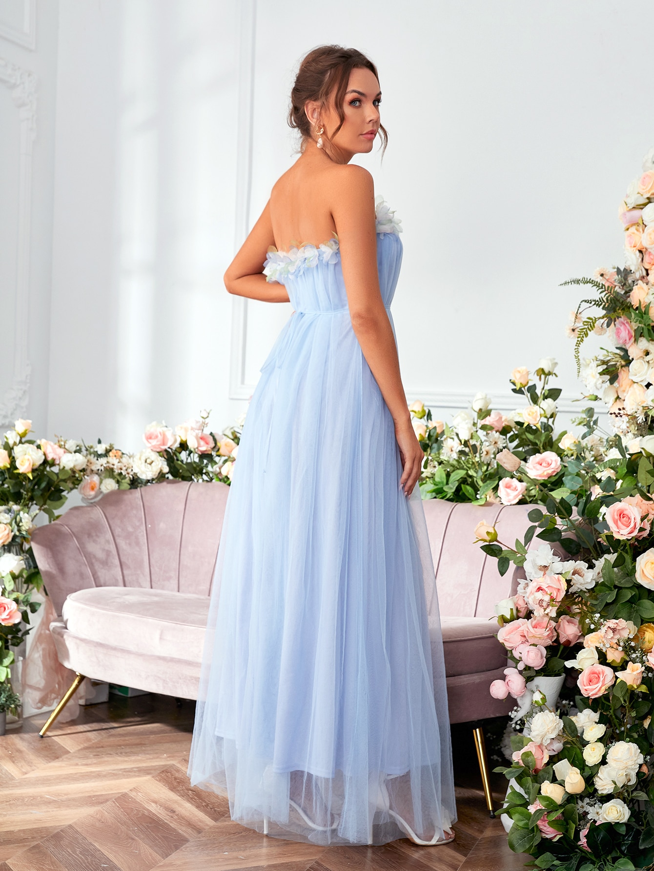 Leely Elegant Strapless Sleeveless A-line Party Dress