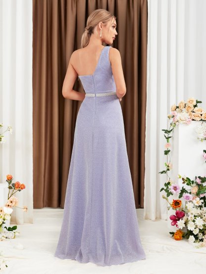 Leely Elegant One Shoulder Sleeveless A-line Party Dress
