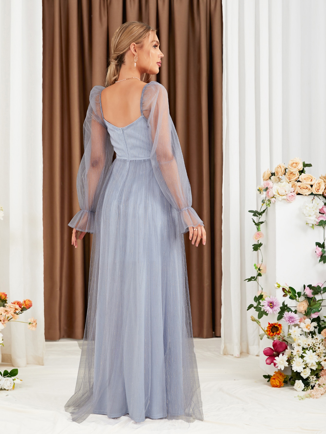 Leely Elegant Sweetheart Flare Sleeve A-line Party Dress