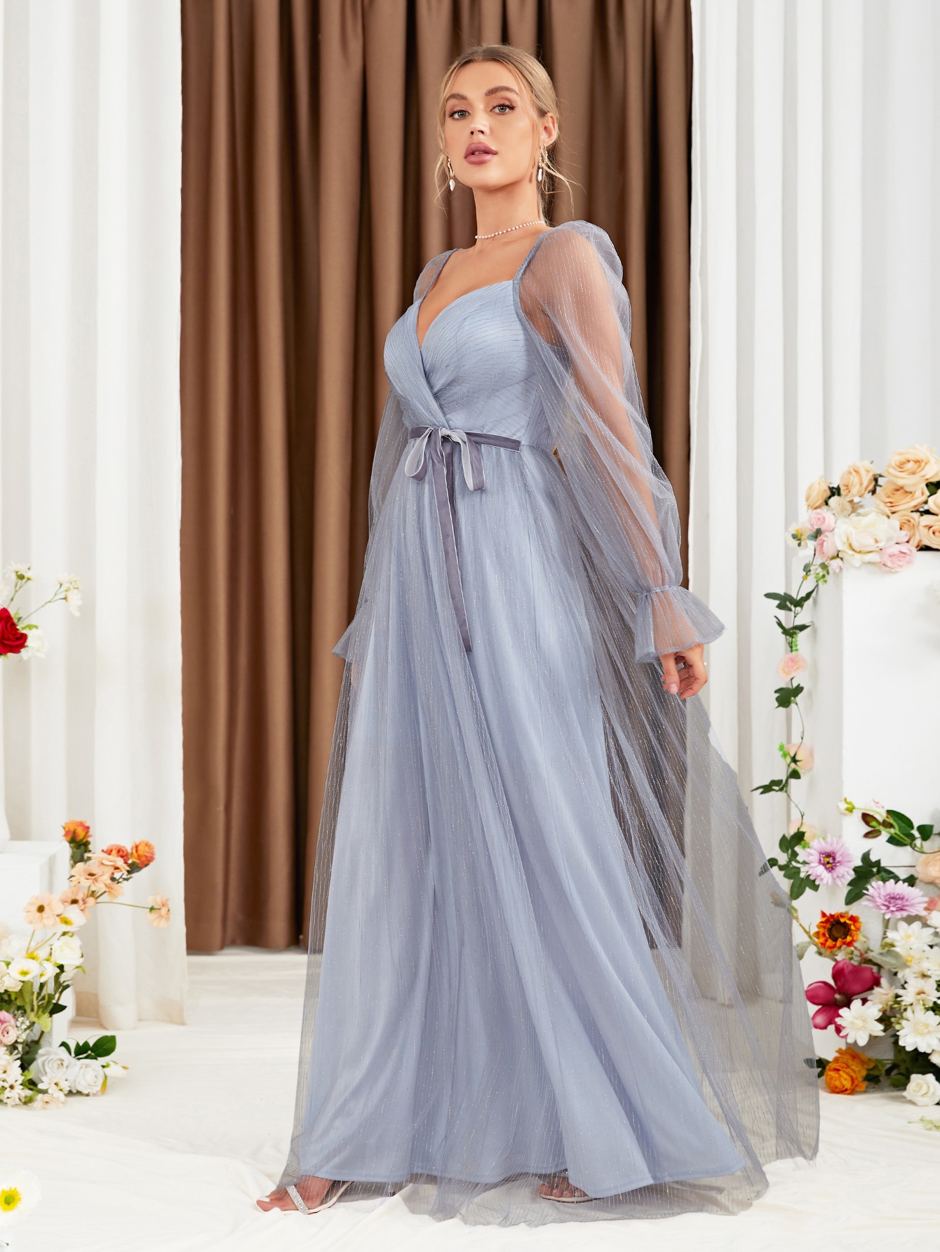 Leely Elegant Sweetheart Flare Sleeve A-line Party Dress