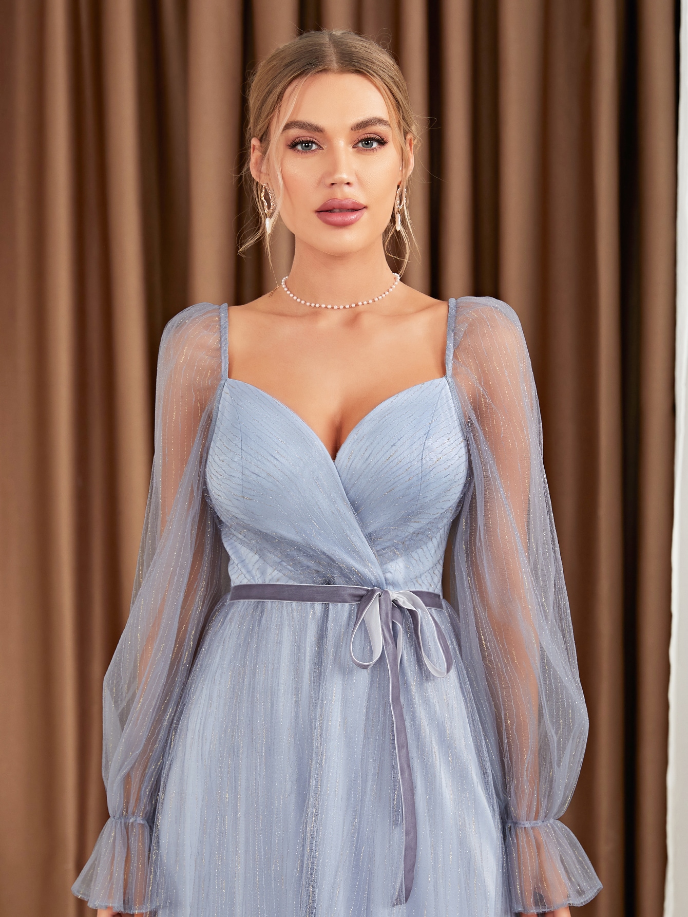 Leely Elegant Sweetheart Flare Sleeve A-line Party Dress