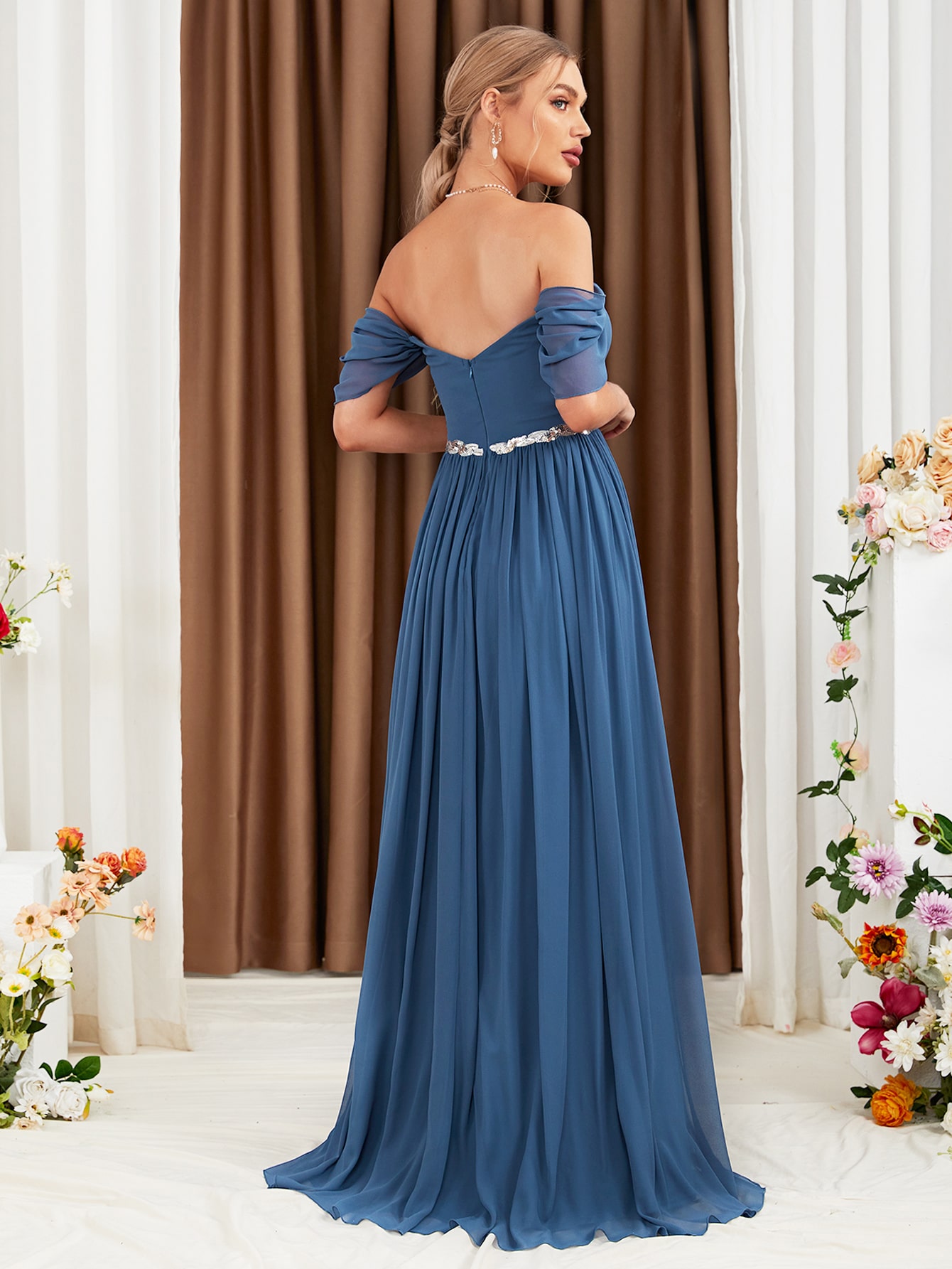 Leely Elegant Off The Shoulder Sleeveless A-line Party Dress
