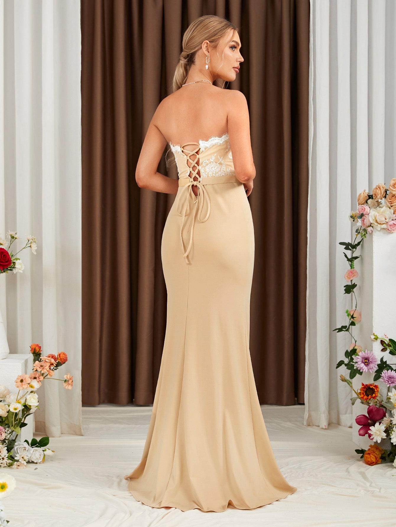 Leely Elegant Strapless Sleeveless Mermaid Party Dress