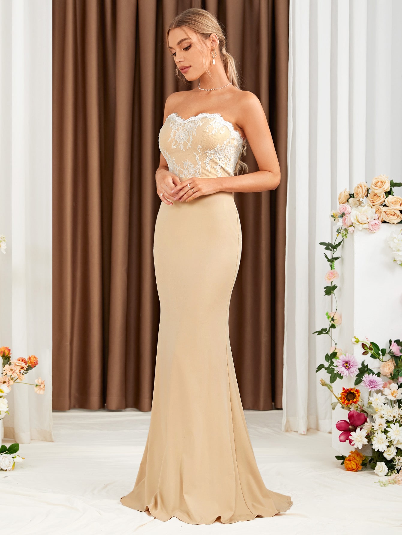 Leely Elegant Strapless Sleeveless Mermaid Party Dress