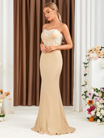Leely Elegant Strapless Sleeveless Mermaid Party Dress