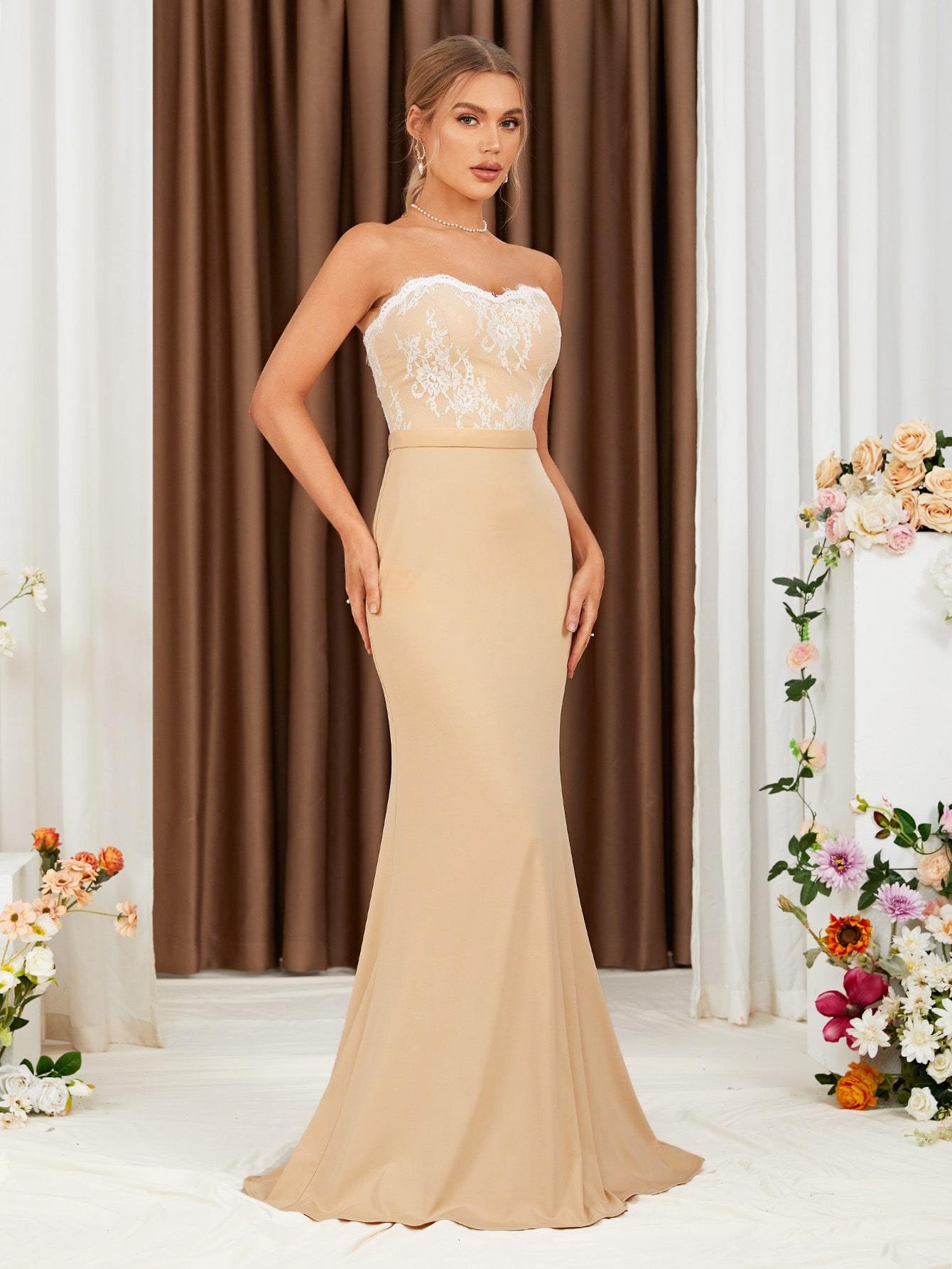 Leely Elegant Strapless Sleeveless Mermaid Party Dress