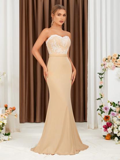 Leely Elegant Strapless Sleeveless Mermaid Party Dress