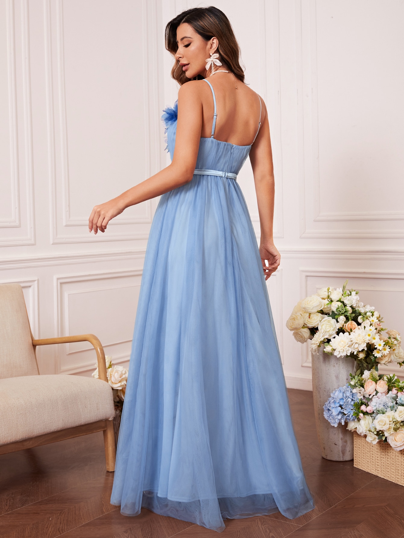 Leely Elegant Spaghetti Straps Sleeveless A-line Party Dress
