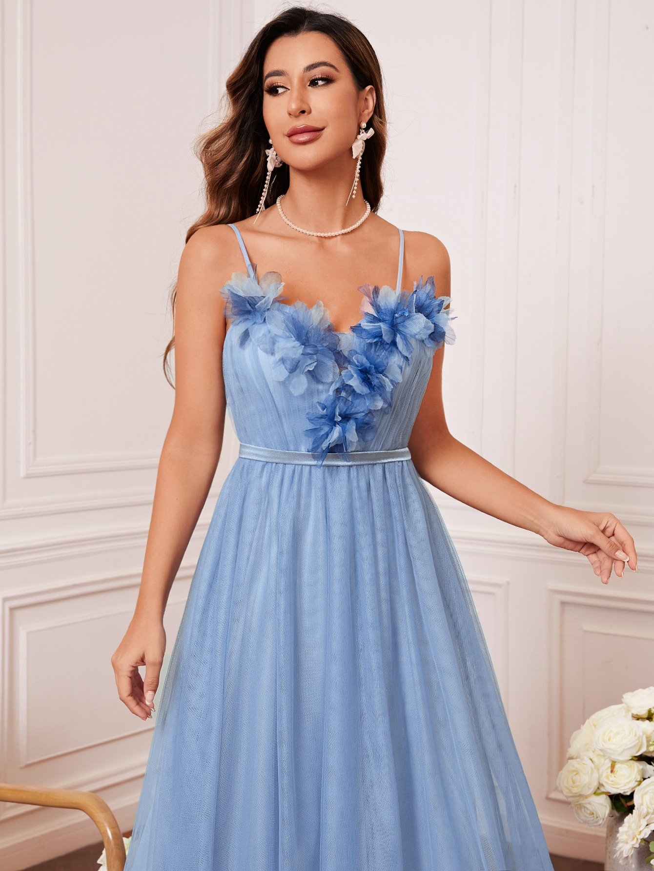 Leely Elegant Spaghetti Straps Sleeveless A-line Party Dress